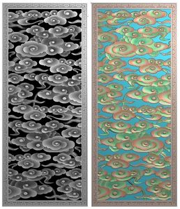 祥云云彩云纹花边边框灰度图精雕图浮雕图木雕石栏杆护栏回纹边框