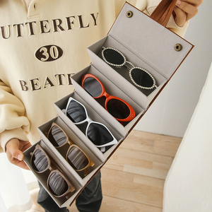 墨镜收纳盒便携眼镜包多格折叠太阳镜袋女抗压大容量保护盒收纳袋