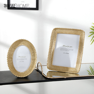 轻奢欧式创意金色456寸8寸相框摆台客厅床头柜化妆桌面装饰品摆件