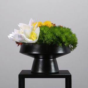 新中式现代仿真手感蕙兰橙色野浆果绿植花艺售楼处前台洽谈桌摆件