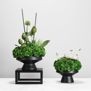 新中式仿真绿色植物插花花艺盆景样板间售楼部茶几玄关前台摆件