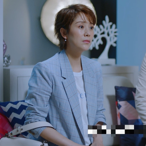 欧美新款甜蜜海清田蜜明星同款女装格纹休闲宽松西装外套职业西服