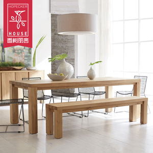 北欧餐桌椅组合简约长方形大长书桌原木家用客厅长条纯全实木桌子