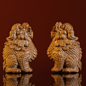 望天吼印度老山檀香木手把件神兽红木手工雕刻摆件男挂件文玩1842