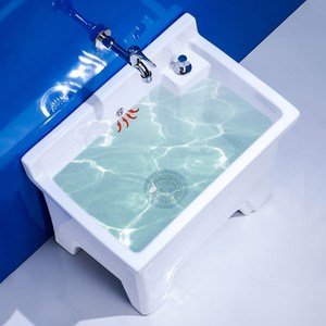 卫生间洗拖把槽池托帕脚带四腿侧排污水家用加高阳台地陶瓷墩布盆