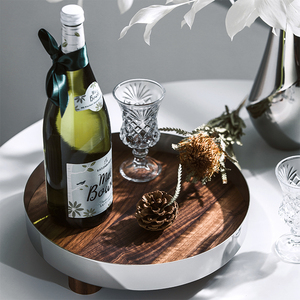 kiskim北欧轻奢葡萄酒红酒杯托盘家用客厅置物创意金属摆件收纳盘