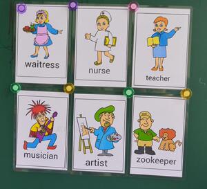英语彩图分类单词卡英文闪卡大卡片 职业工作类40张 英语教师教具