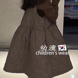 2023冬季女童夹棉时尚背心连衣裙韩国童装宝宝复古保暖洋气公主裙