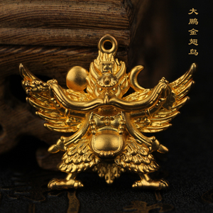 古法黄金纯金大鹏金翅鸟足金999黄金大鹏鸟吊坠3d硬金工艺老金
