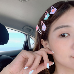 ins泫雅风童趣花朵bb夹可爱奶油小花发卡糖果色边夹奶油花朵发夹