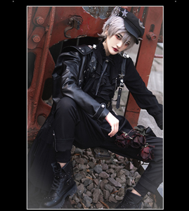 「皮衣长裤套装」素心susin【贝尔塔】lolita 军lo基佬暗黑