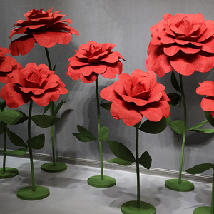 大型手工纸艺花玫瑰花婚庆路引纸花婚礼舞台橱窗装饰陈设道具摆花