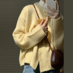 日系慵懒高级感甜美开衫上衣秋冬新款法式初恋甜美针织毛衣外套女