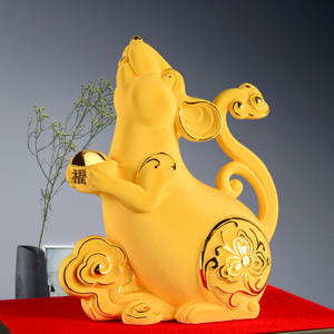 纯铜老鼠摆件背钱袋生肖鼠金鼠客厅招财吉祥物装饰品礼品90人付款158