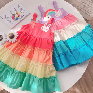 两三四周岁女宝宝夏季彩虹吊带裙4-5岁半小女孩网红背心裙连衣裙6