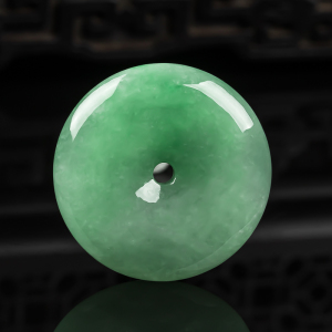 特价 飘绿 雪花棉 平安扣 吊坠 9.68g 正品天然a货翡翠玉石 85