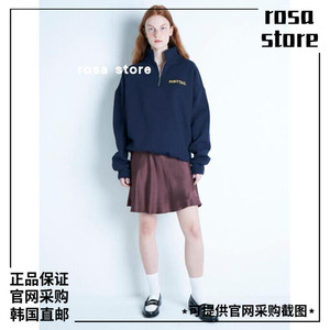 rosa韩国设计师品牌21新ponytail高领款半拉链宽松套头卫衣