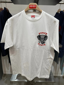 法国KENZO高田贤三短袖T恤24春夏新款毛巾绣大象套头男士上衣白色