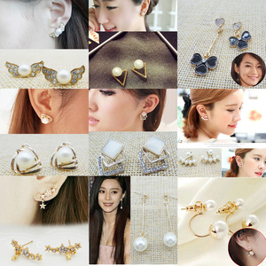 韩国甜美耳饰气质女珍珠耳钉耳环长款日韩版个性简约黑耳坠小饰品