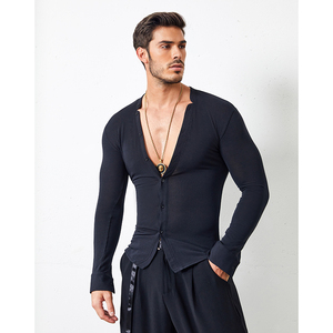 zym【约】 国标舞拉丁舞男士练功舞蹈服装衬衫夏季新款上衣20603