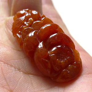 泽翠阁翡翠天然a货翡翠红翡凤戏牡丹玉坠吊坠带证书01