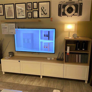 ikea宜家贝达电视组合柜现代简约款白色木色客厅地柜电视墙柜子