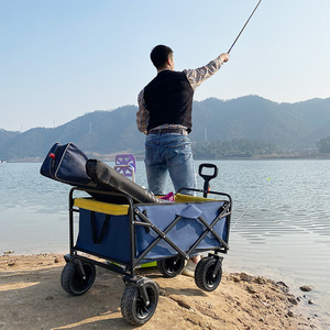 夏日黑坑钓鱼拉杆车户外营地车搬家大号野营手拉车折叠便捷小拉车