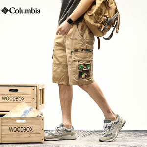 columbia哥伦比亚夏季男士短裤宽松休闲多口袋工装短裤迷彩五分裤