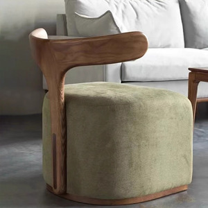 北欧实木化妆凳设计师创意靠背换鞋凳轻奢高级感喝茶凳休闲矮凳