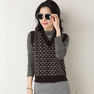 v领针织马甲背心女时尚外穿2022年新款春秋毛线坎肩高腰毛衣马夹