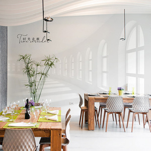 3d立体视觉壁布延伸白色空间拓展墙纸沙发背景墙网红直播拍照壁纸