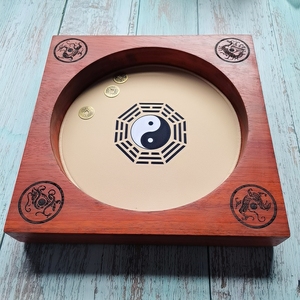 非洲紫檀红花梨整木挖空六爻卦盘周易工具太极盘阴阳八卦易经国学