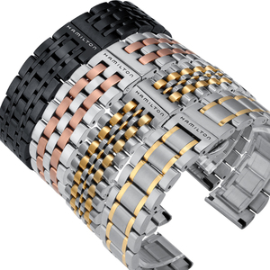 汉密尔顿表带钢带爵士hamilton汉米尔顿钢表链实心不锈钢手表配件