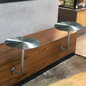 网红北欧卡座不锈钢墙壁圆桌子边桌咖啡厅茶几奶茶店铁艺边几餐桌