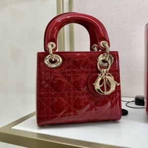 dior迪奥戴妃漆皮三格戴妃包mini lady dior链条包手提包斜挎女包