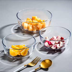 微波炉专用透明玻璃碗家用水果沙拉碗耐高温餐具耐热大汤碗泡面碗