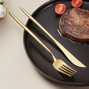 金色牛排刀叉套装家用刀叉勺子三件套304不锈钢网红ins风西餐餐具