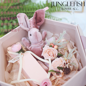 JF欧式森系创意结婚礼伴娘伴手礼物肉粉色少女闺蜜生日六角盒拎袋