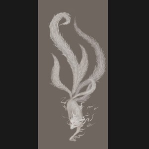 【sh-004】九尾狐狸古风手绘工笔画风psd分层海报手绘素材