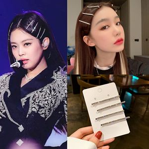 jennie金智妮同款水钻一字夹超仙满钻刘海夹气质边夹发饰四件套女