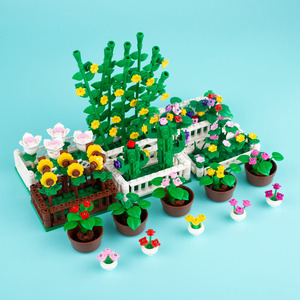 moc兼容乐高城市街景花园花圃绿植盆栽小颗粒拼插积木玩具女孩