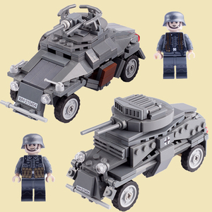 moc兼容乐高德军载具装甲车sd.kfz222小颗粒拼插积木玩具男孩礼物