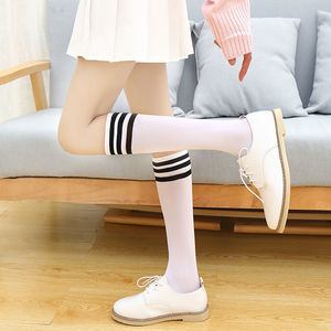 夏天薄款儿童长筒白色袜子幼儿小学生六一儿童节表演运动会中筒袜