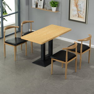 小吃店桌椅奶茶食堂餐桌汉堡餐饮面馆桌子快餐桌椅组合经济型商用