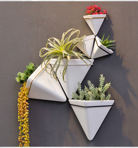 简约北欧风格家居墙饰壁饰三角形陶瓷花瓶白色工作室墙面装饰装修