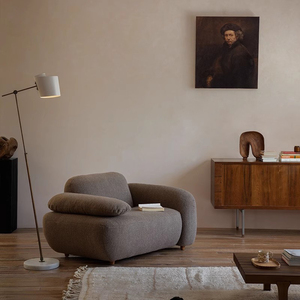 现代简约设计创意布艺沙发侘寂慵懒风可定制毛圈布单人沙发懒人椅