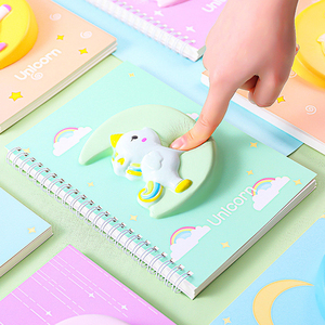 创意卡通可爱减压本立体独角兽萌宠横线日记本解压笔记手账本子学生