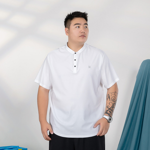 冰丝速干大码衬衫男短袖夏季薄款胖子加肥加大t恤宽松polo衫200斤