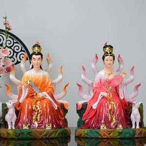 树脂男狐女狐家用九尾狐神像家居供奉摆件胡家佛像九尾娘娘工艺品
