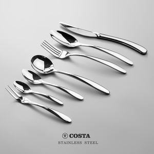 COSTA不锈钢牛排刀叉勺家用西餐餐具汤勺咖啡勺甜品水果叉三件套
